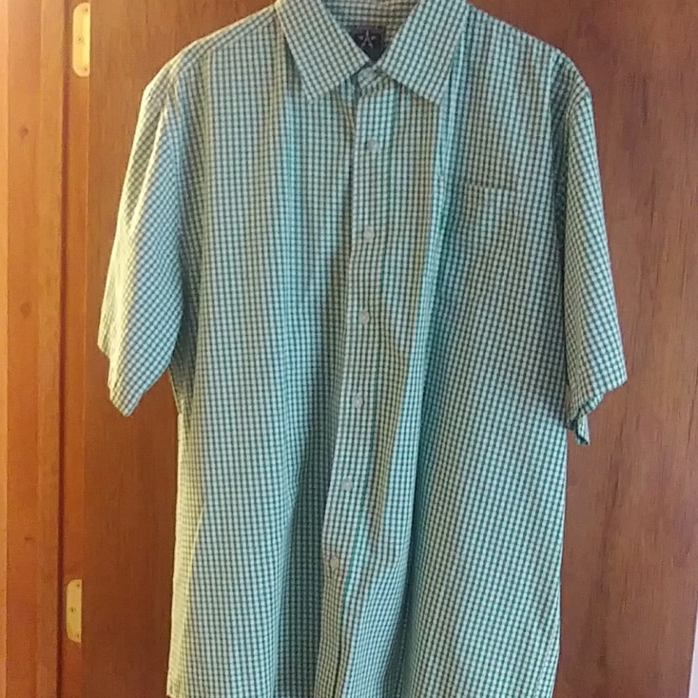 Green button down shirt